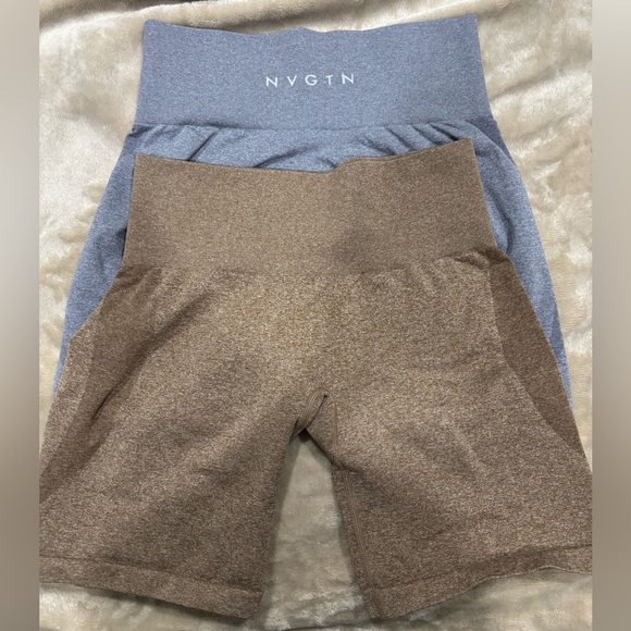 XS brown and gray NVGTN gym shorts - Picture 2 of 3